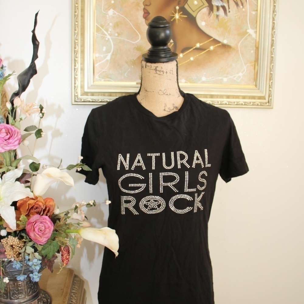 𝅺natural Girls Rock Rhinestone  T-Shirt